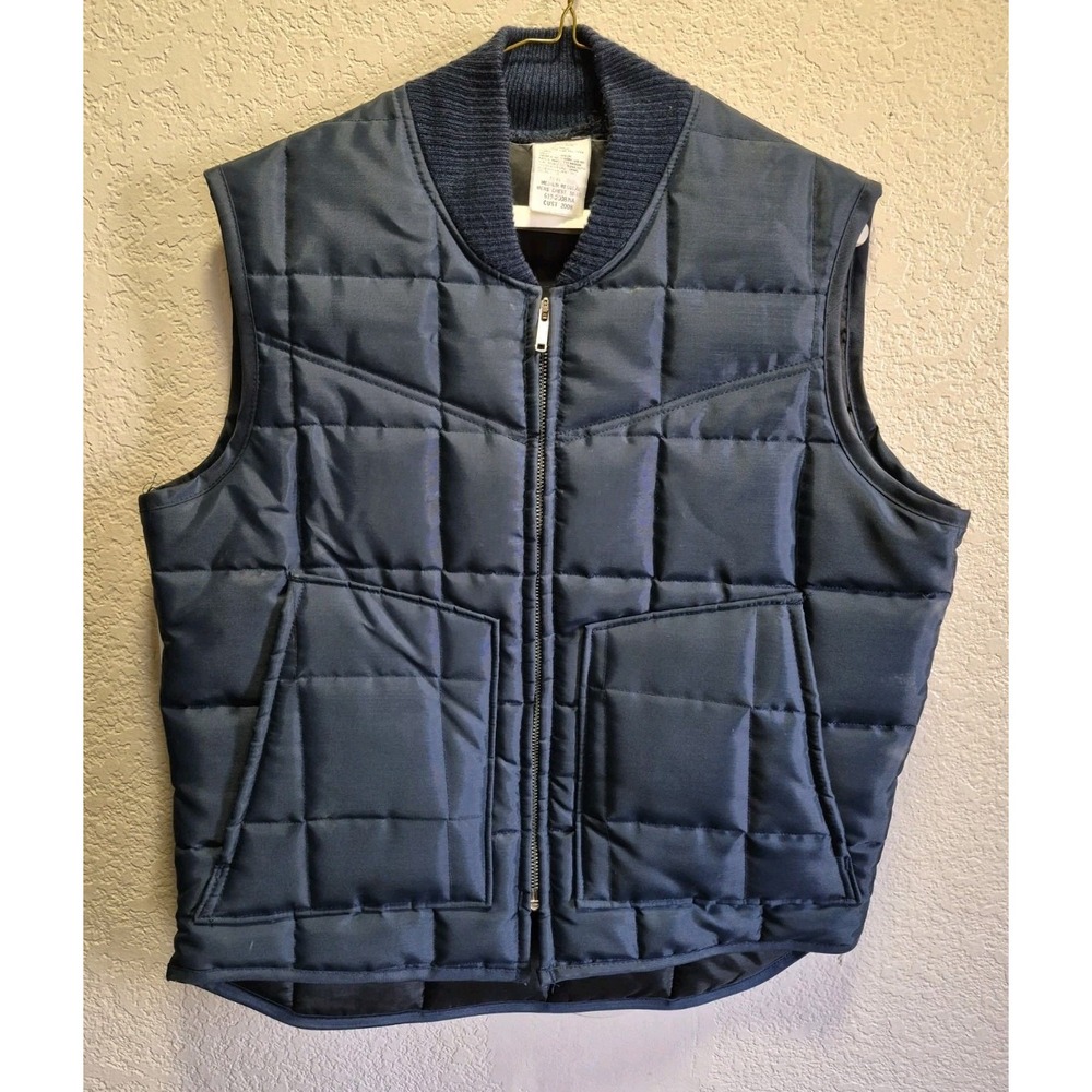 Vintage Walls Blizzard Pruf Insulated Puffer Vest Men's Medium Navy Blue MadeUSA